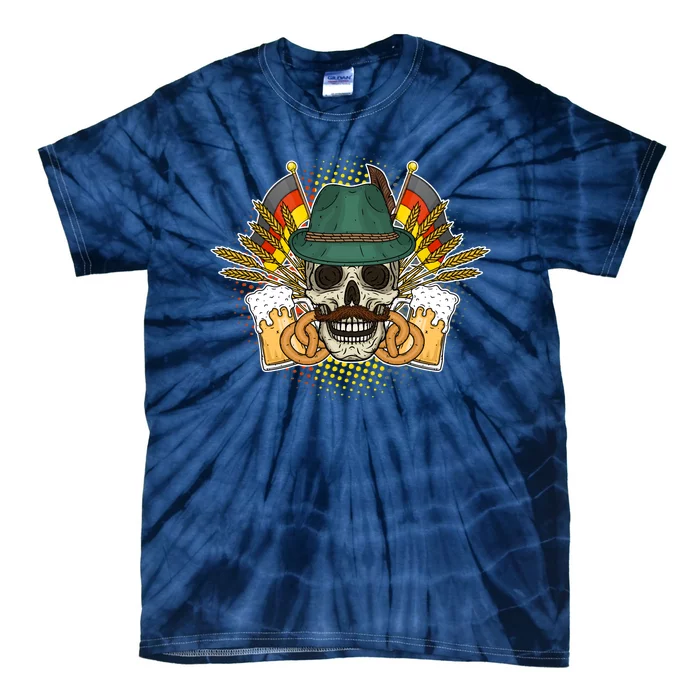 Funny Oktoberfest Halloween Skull Tie-Dye T-Shirt