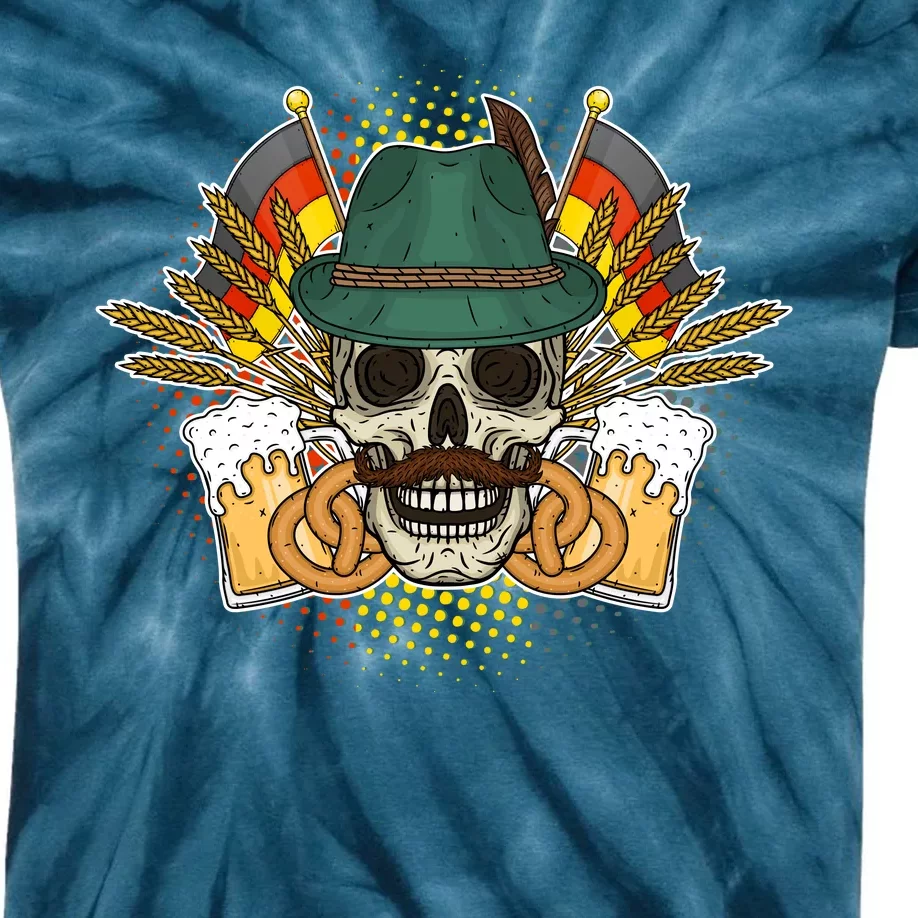 Funny Oktoberfest Halloween Skull Kids Tie-Dye T-Shirt