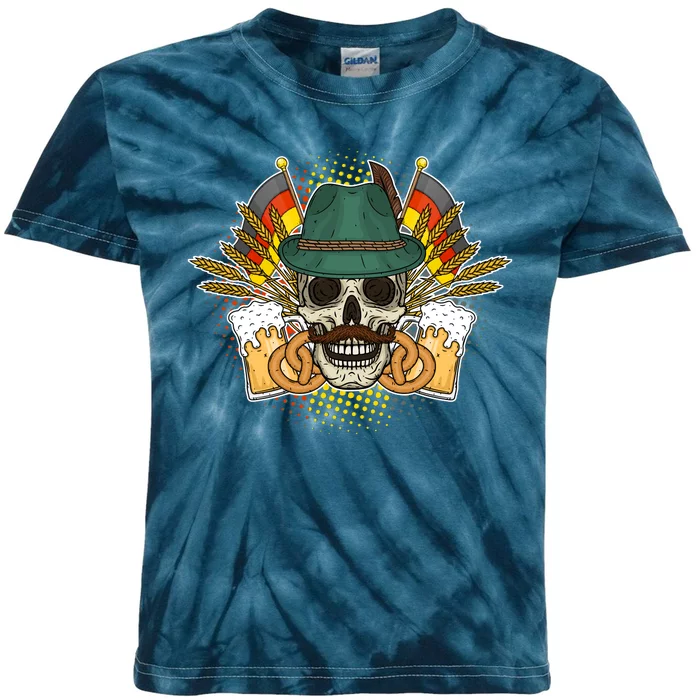 Funny Oktoberfest Halloween Skull Kids Tie-Dye T-Shirt