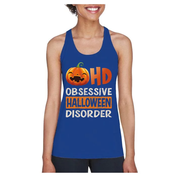 Funny Obsessive Halloween Disorder OHD Pumpkin Costume Women's Racerback Tank