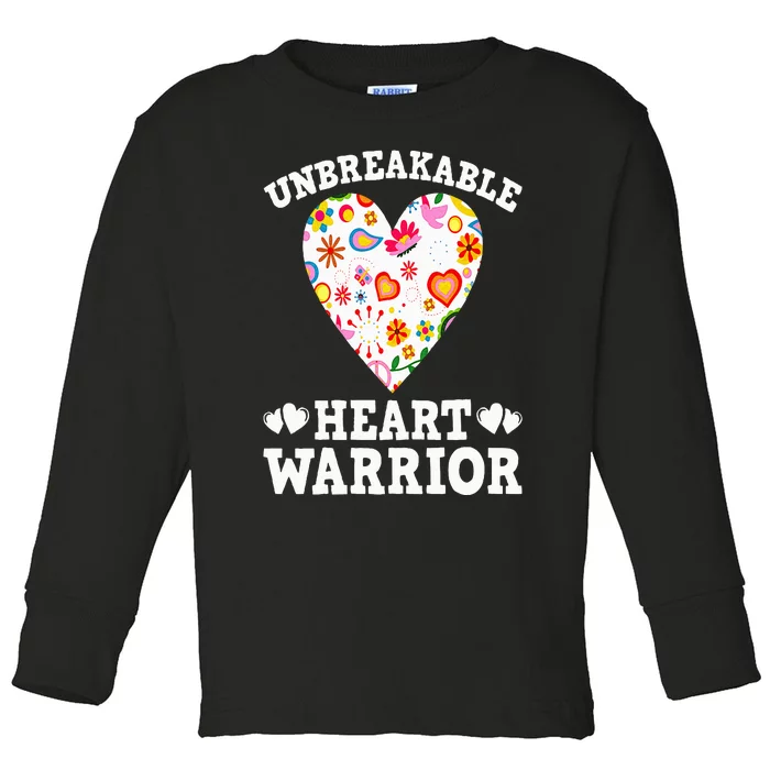 Funny Open Heart Surgery Bypass Unbreakable Heart Warrior Toddler Long Sleeve Shirt