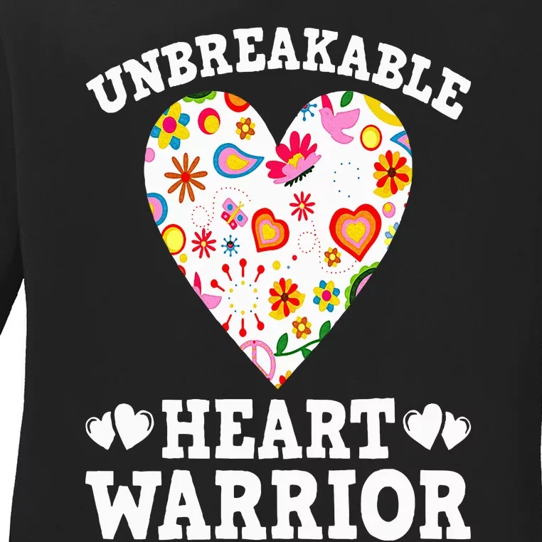 Funny Open Heart Surgery Bypass Unbreakable Heart Warrior Ladies Long Sleeve Shirt