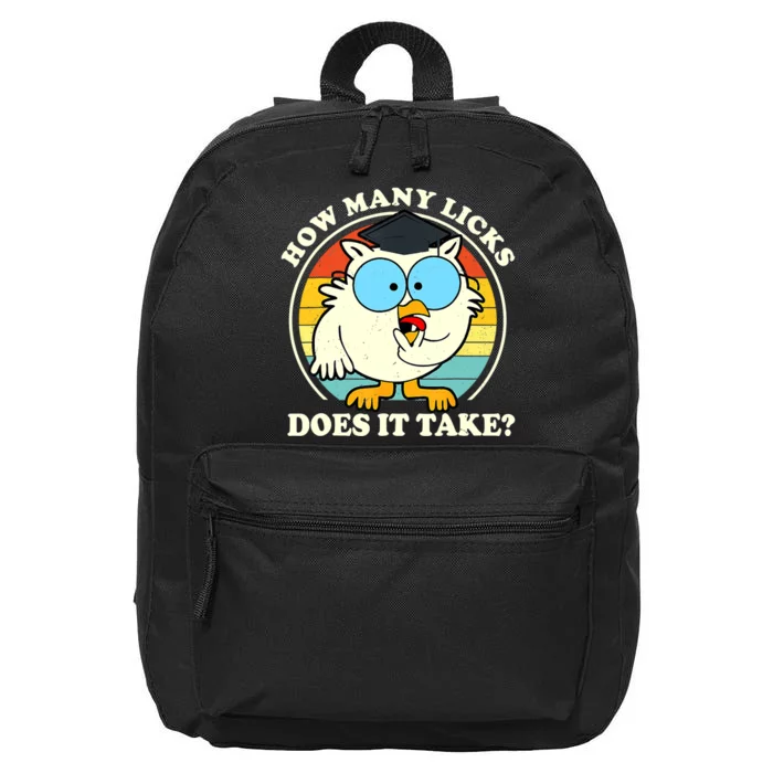 Funny Owl How Many Licks Does It Take Retro Vintage 16 in Basic Backpack