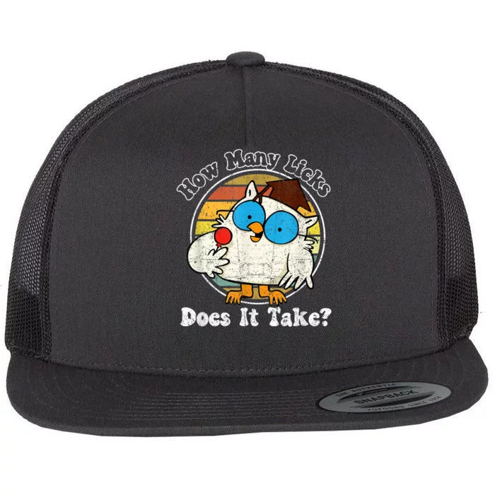 Funny Owl How Many Licks Does It Take Retro Vintage Flat Bill Trucker Hat