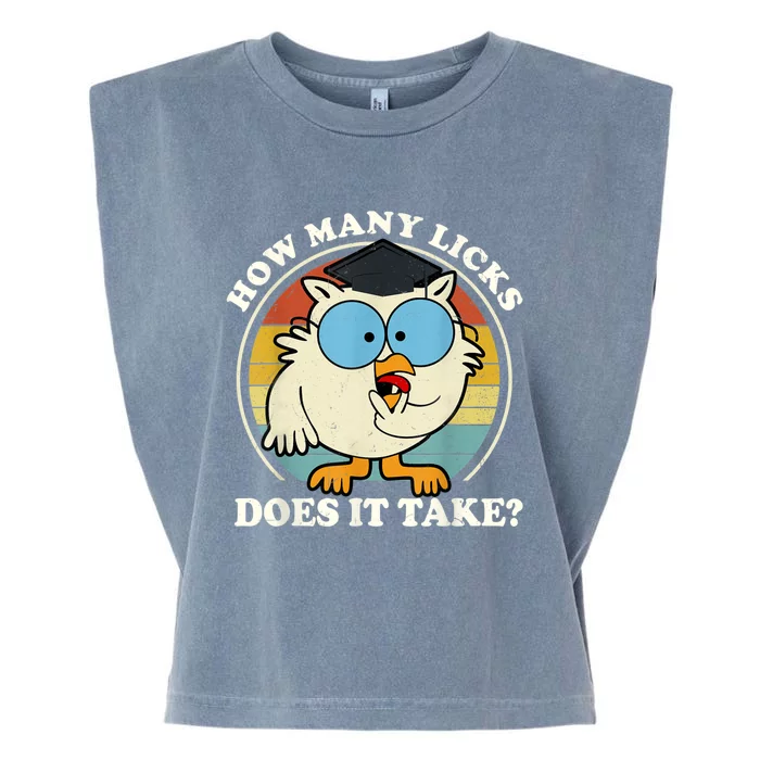 Funny Owl How Many Licks Does It Take Retro Vintage Garment-Dyed Women's Muscle Tee