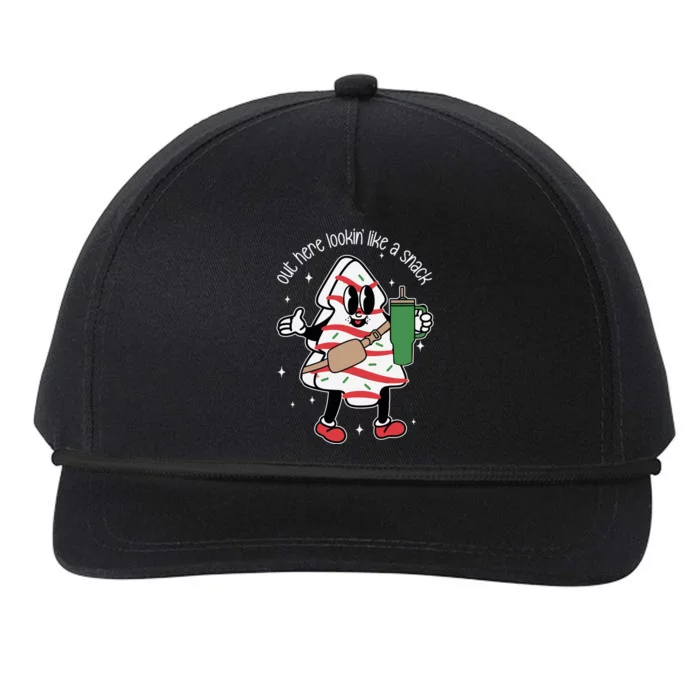 Funny Out Here Lookin Like A Snack Christmas Cake Retro Funny Gift Snapback Five-Panel Rope Hat