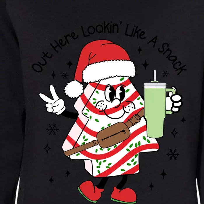 Funny Out Here Lookin Like A Snack Christmas Tree Cake Xmas Gift Womens California Wash Sweatshirt