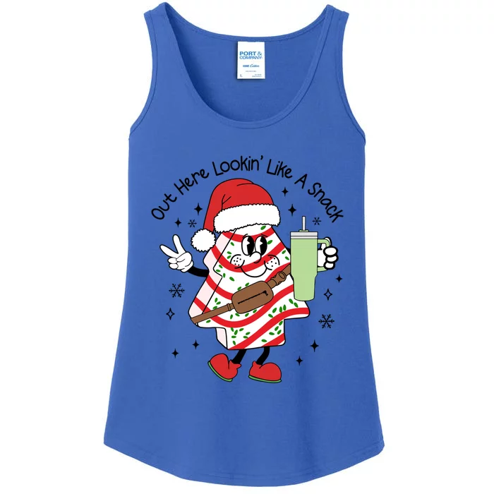 Funny Out Here Lookin Like A Snack Christmas Tree Cake Xmas Gift Ladies Essential Tank