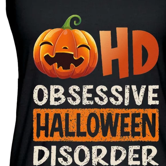 Funny Obsessive Halloween Disorder OHD Pumpkin Costume Ladies Essential Flowy Tank