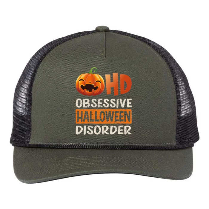 Funny Obsessive Halloween Disorder OHD Pumpkin Costume Retro Rope Trucker Hat Cap