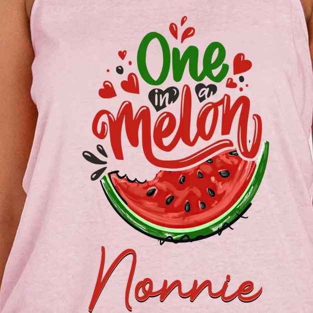 Funny One In A Melon Nonnie Matching Group Gift Women's Knotted Racerback Tank