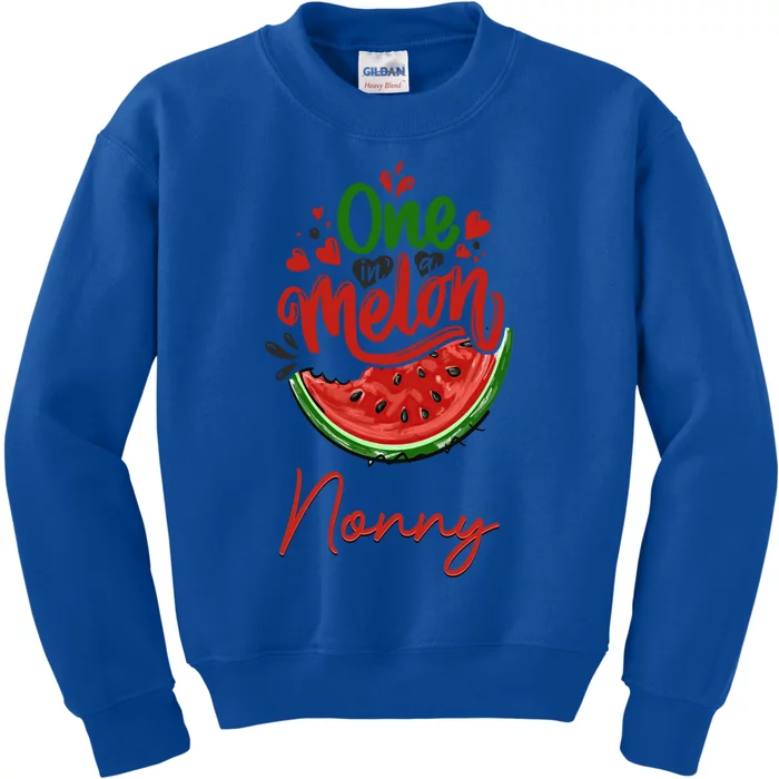 Funny One In A Melon Nonny Matching Group Gift Kids Sweatshirt