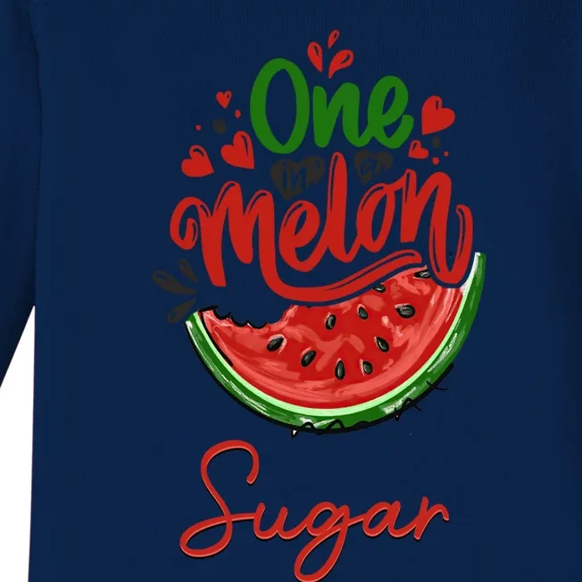 Funny One In A Melon Sugar Matching Group Gift Baby Long Sleeve Bodysuit