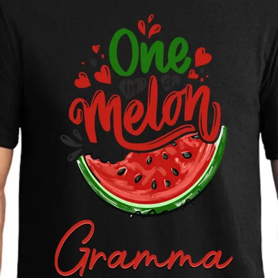 Funny One In A Melon Gramma Matching Group Gift Pajama Set