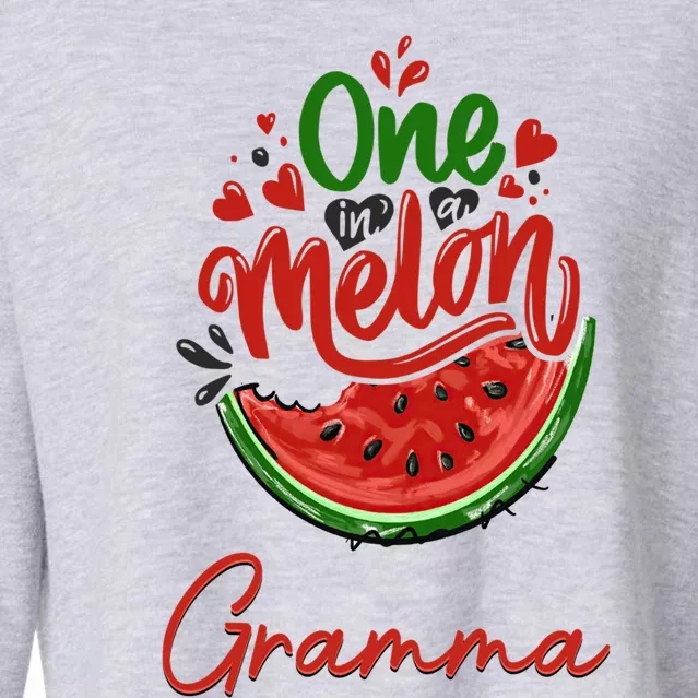 Funny One In A Melon Gramma Matching Group Gift Cropped Pullover Crew