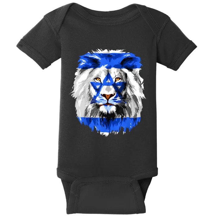 Flag Of Israel Lion Jewish Israel Flag Baby Bodysuit