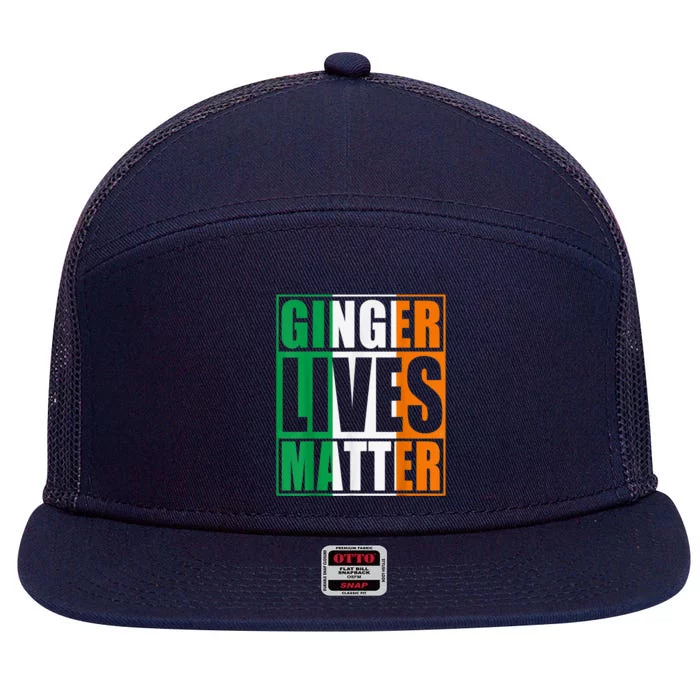 Flag Of Ireland Ginger Lives Matter St Patricks Day Gift 7 Panel Mesh Trucker Snapback Hat