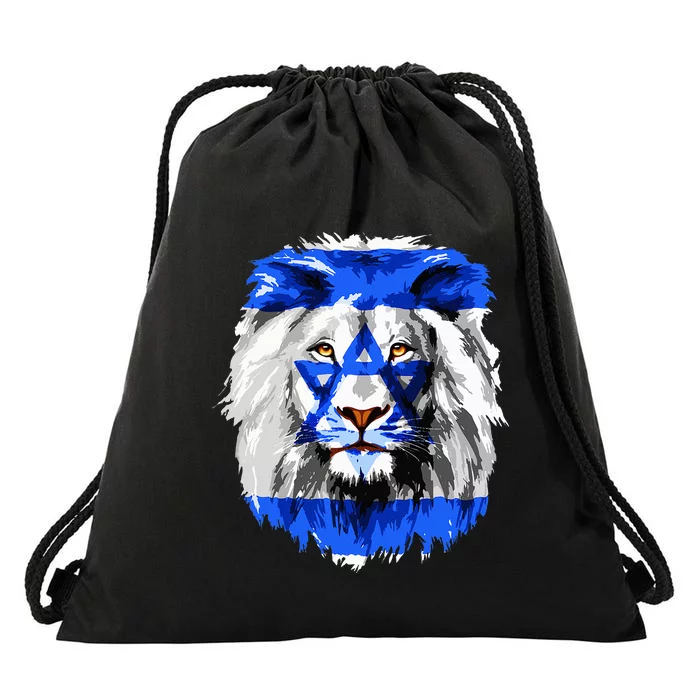 Flag of Israel lion Jewish Israel Flag Drawstring Bag