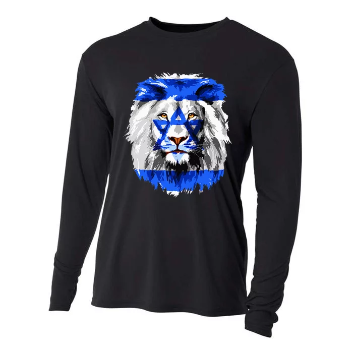 Flag of Israel lion Jewish Israel Flag Cooling Performance Long Sleeve Crew