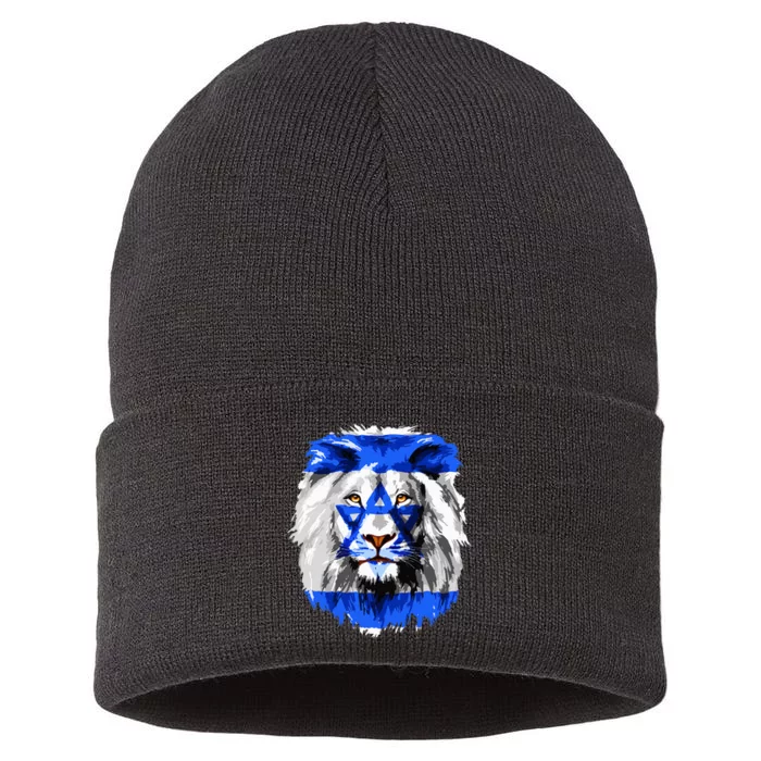 Flag of Israel lion Jewish Israel Flag Sustainable Knit Beanie