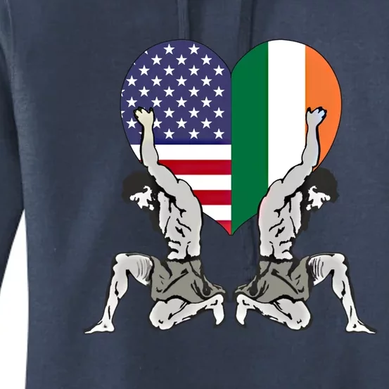 Flag Of Ireland And Flag Of Usa Irish Patriotic Gift Women's Pullover Hoodie