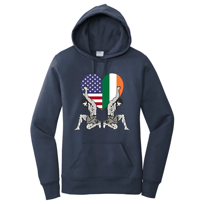 Flag Of Ireland And Flag Of Usa Irish Patriotic Gift Women's Pullover Hoodie