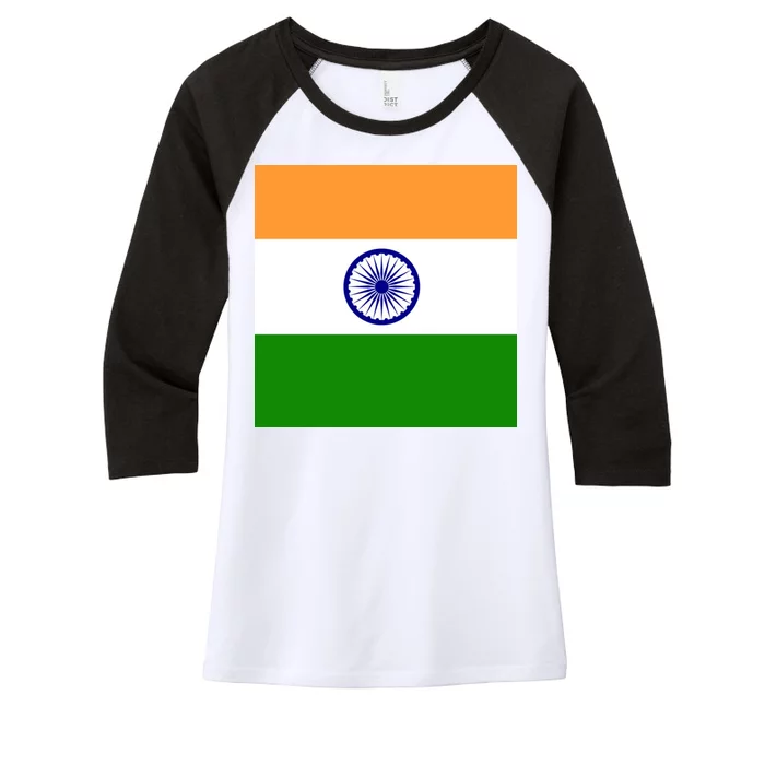 Flag of India Women's Tri-Blend 3/4-Sleeve Raglan Shirt