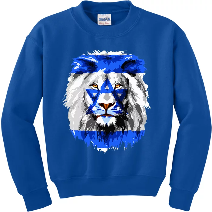 Flag of Israel lion Jewish Israel Flag Kids Sweatshirt