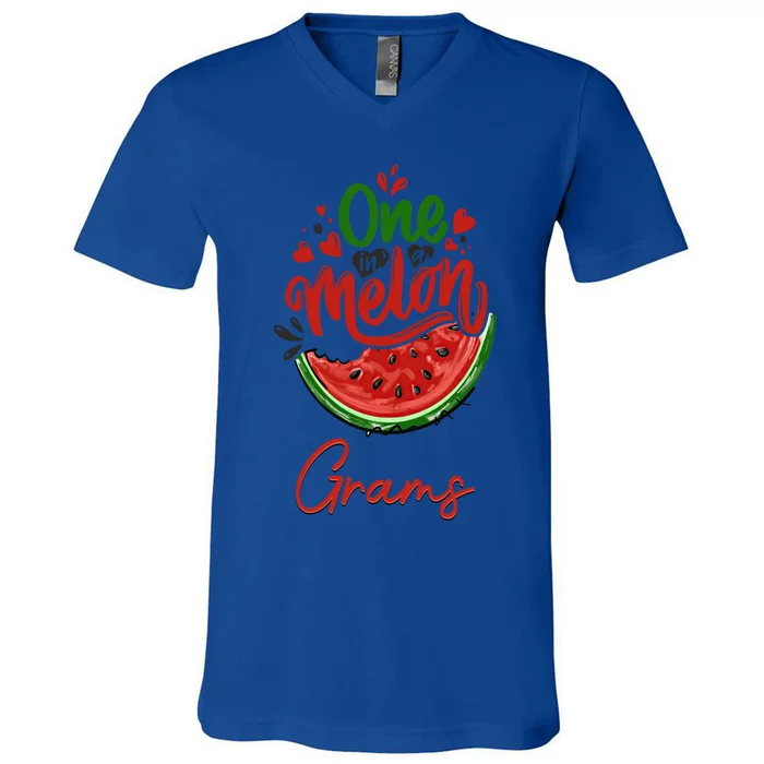 Funny One In A Melon Grams Matching Group Cool Gift V-Neck T-Shirt