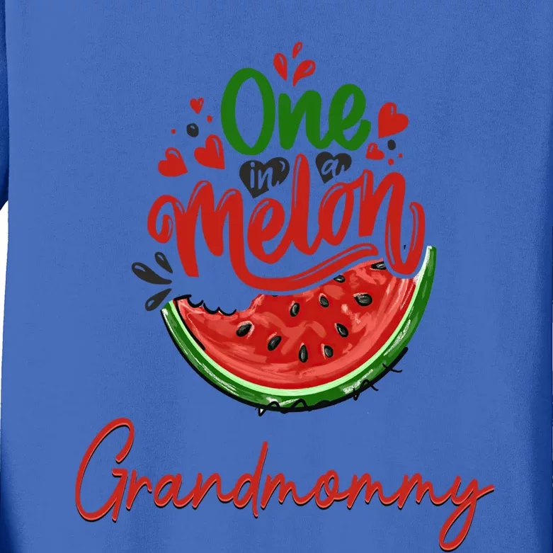 Funny One In A Melon Grandmommy Matching Group Gift Kids Long Sleeve Shirt