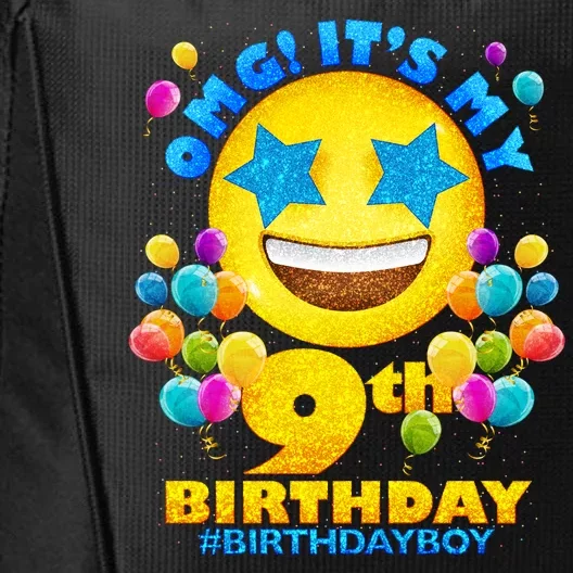 Funny OMG It's My 9th Birthday #BirthdayBoy Emoji City Backpack