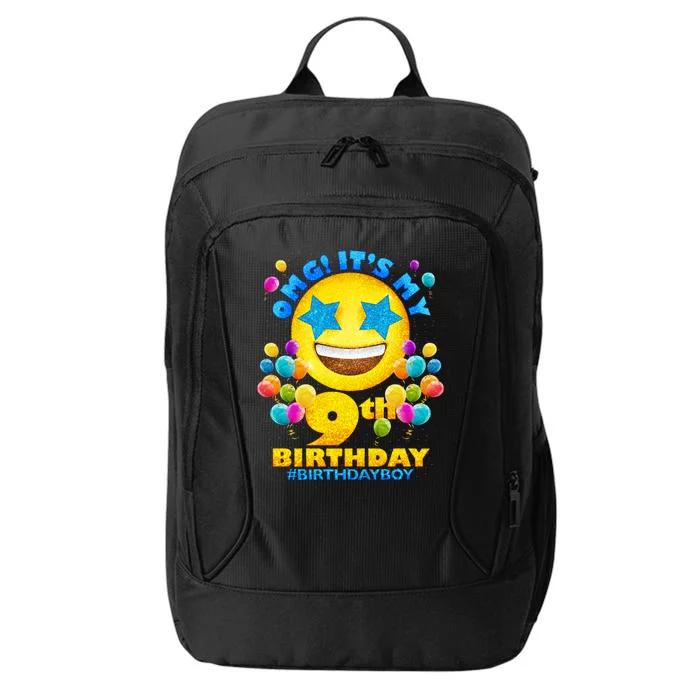 Funny OMG It's My 9th Birthday #BirthdayBoy Emoji City Backpack