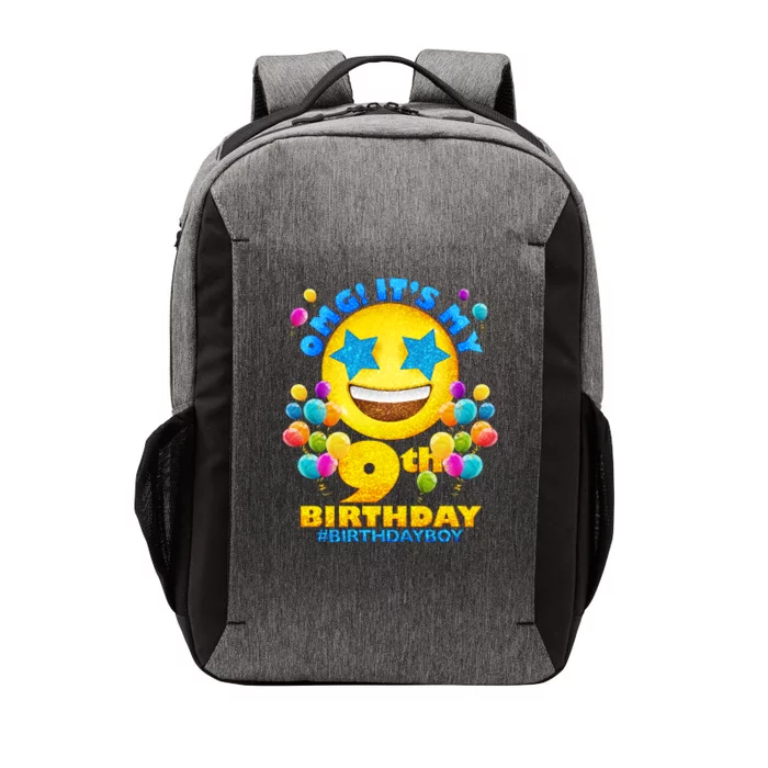 Funny OMG It's My 9th Birthday #BirthdayBoy Emoji Vector Backpack