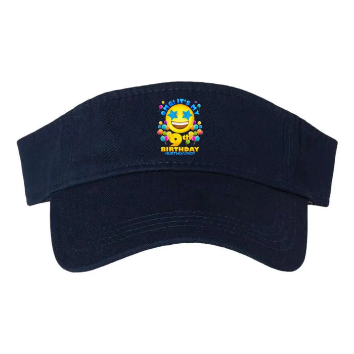 Funny OMG It's My 9th Birthday #BirthdayBoy Emoji Valucap Bio-Washed Visor