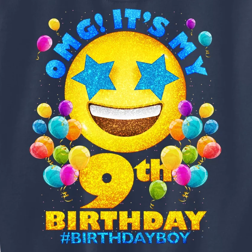 Funny OMG It's My 9th Birthday #BirthdayBoy Emoji Kids Sweatshirt