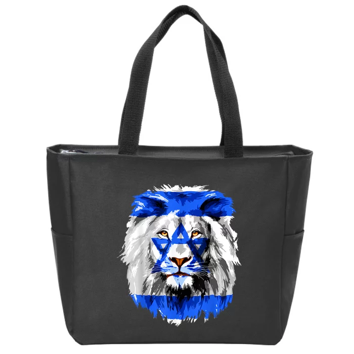 Flag Of Israel Lion Jewish Israel Flag Zip Tote Bag