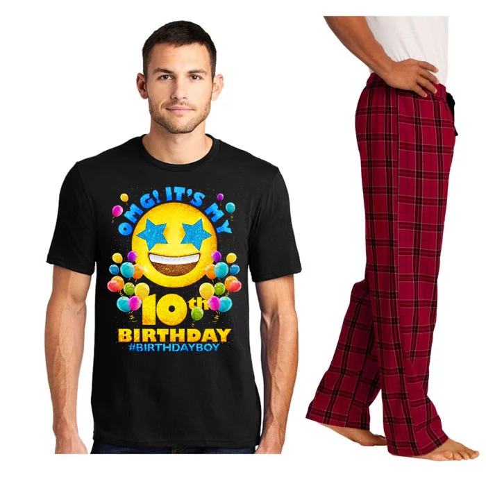 Funny OMG It's My 10th Birthday #BirthdayBoy Emoji Pajama Set