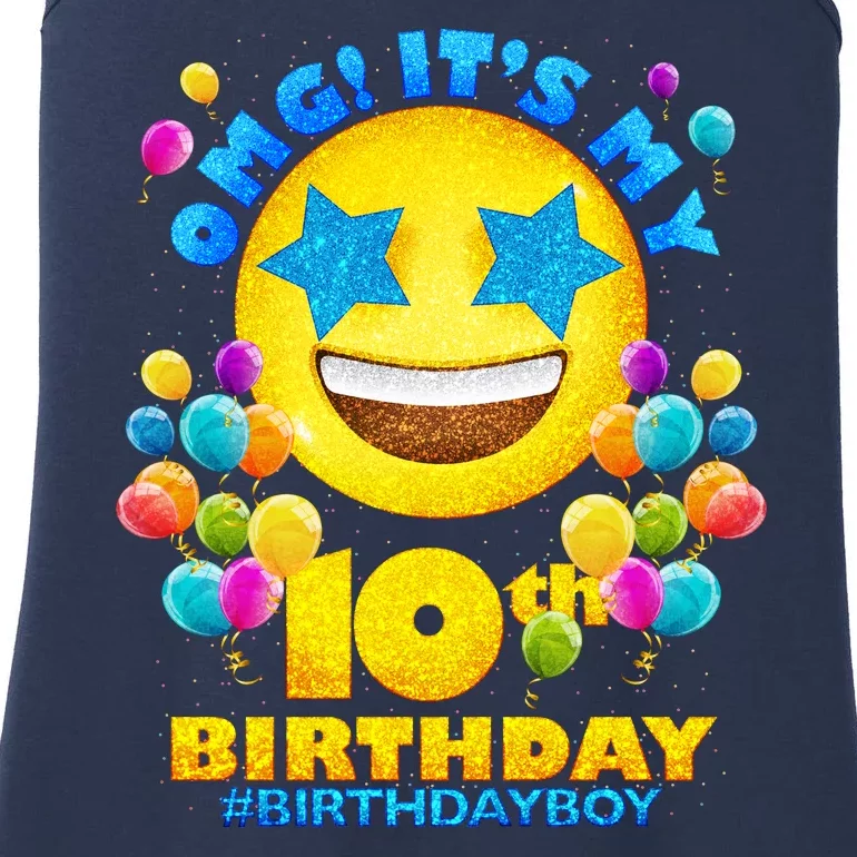 Funny OMG It's My 10th Birthday #BirthdayBoy Emoji Ladies Essential Tank