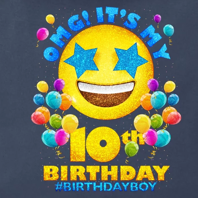 Funny OMG It's My 10th Birthday #BirthdayBoy Emoji Zip Tote Bag