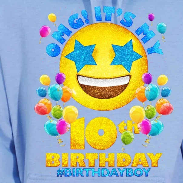 Funny OMG It's My 10th Birthday #BirthdayBoy Emoji Unisex Surf Hoodie