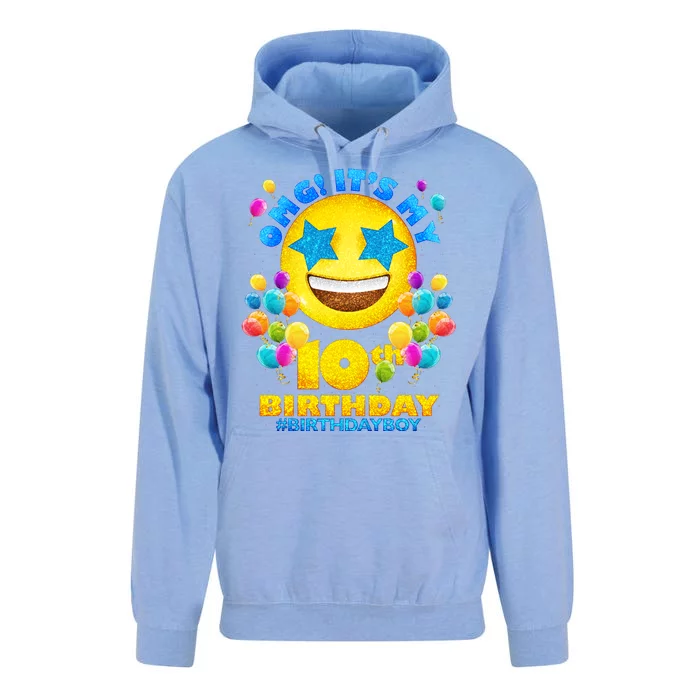 Funny OMG It's My 10th Birthday #BirthdayBoy Emoji Unisex Surf Hoodie