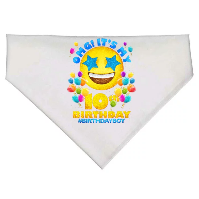 Funny OMG It's My 10th Birthday #BirthdayBoy Emoji USA-Made Doggie Bandana