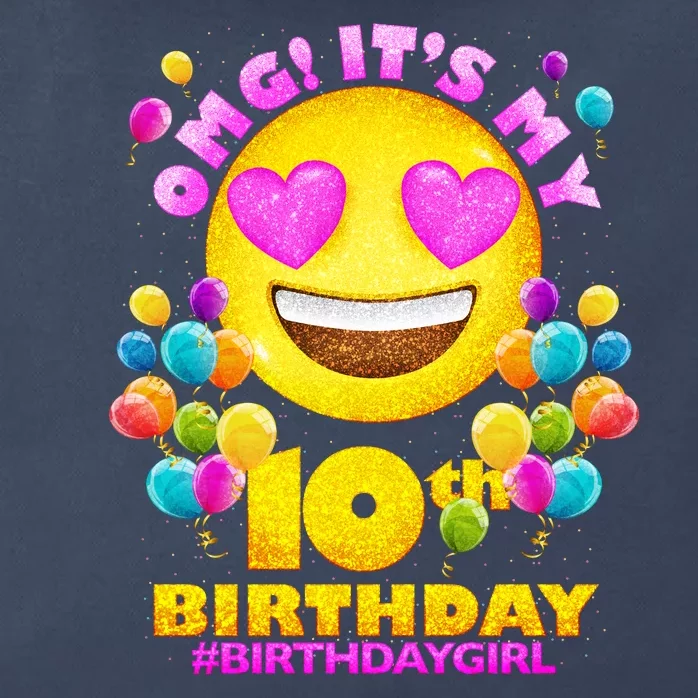 Funny OMG It's My 10th Birthday #BirthdayGirl Emoji Zip Tote Bag