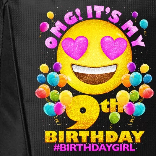 Funny OMG It's My 9th Birthday #BirthdayGirl Emoji City Backpack