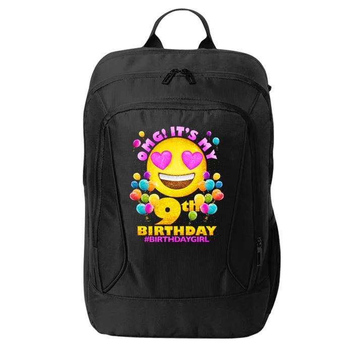 Funny OMG It's My 9th Birthday #BirthdayGirl Emoji City Backpack