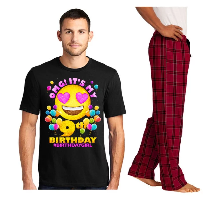 Funny OMG It's My 9th Birthday #BirthdayGirl Emoji Pajama Set