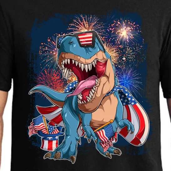 Fourth Of July USA American Flag Trex Pajama Set