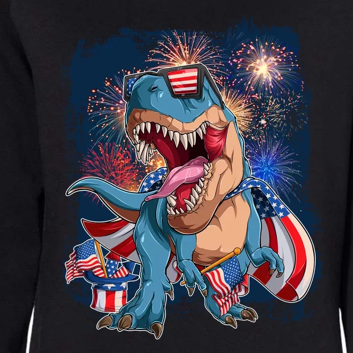 Fourth Of July USA American Flag Trex Womens California Wash Sweatshirt