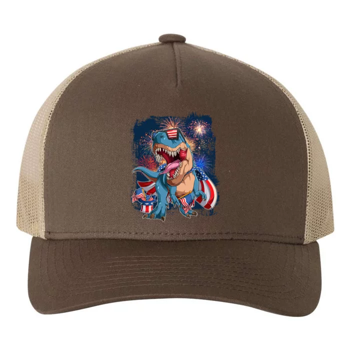 Fourth Of July USA American Flag Trex Yupoong Adult 5-Panel Trucker Hat