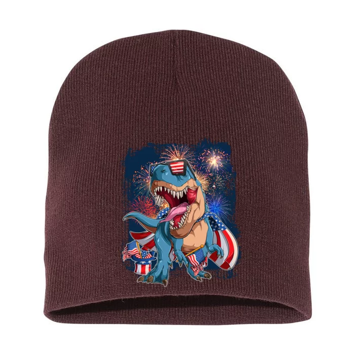 Fourth Of July USA American Flag Trex Short Acrylic Beanie